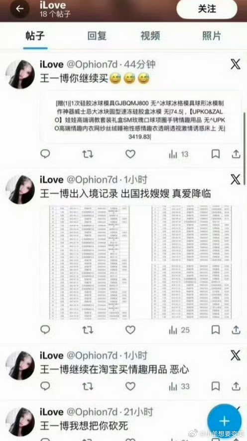 疑似王一博私生爆料尊嘟假嘟 王一博买情趣用品还出国找嫂子？？？ 