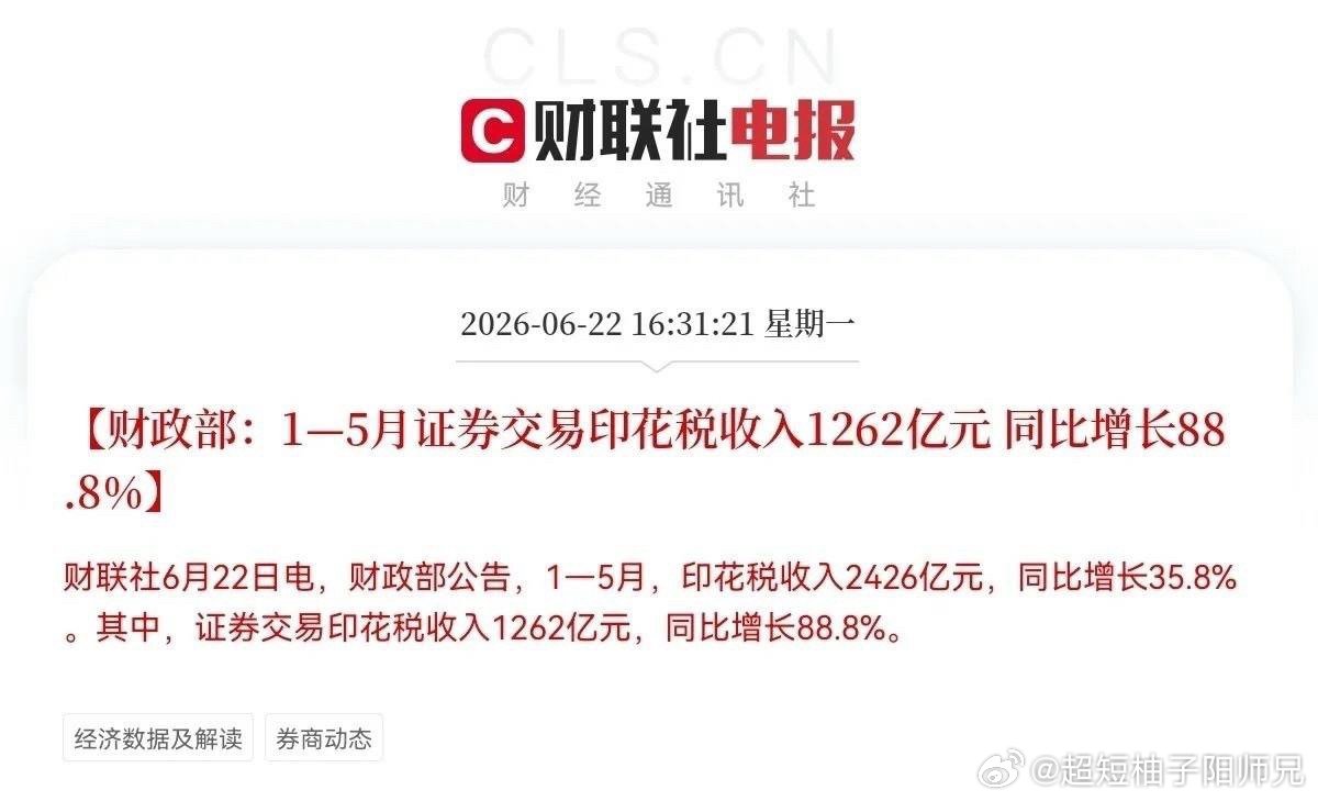 A股放量4271亿满仓券商的又要开香槟了… 下午4点31分，财政部一则重磅数据，