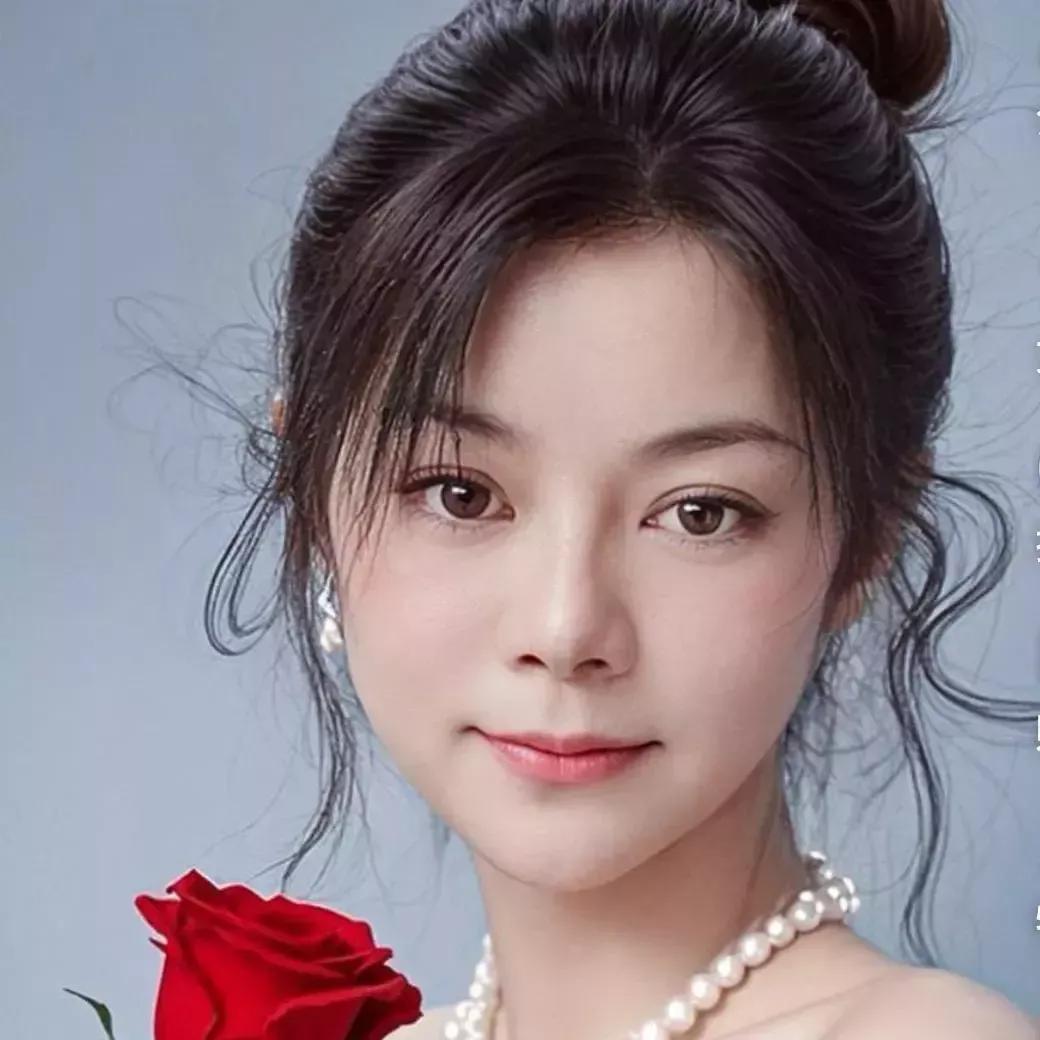 温柔优雅的少女，手持一朵艳丽的红玫瑰，散发着浪漫气息。艳丽的玫瑰 玫粉色系玫瑰 