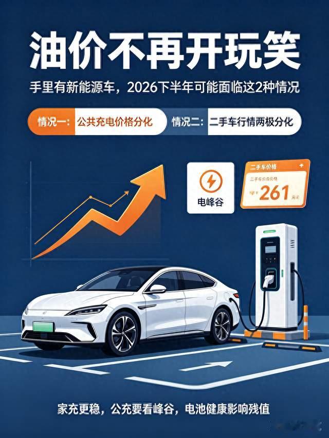 油价不再开玩笑，手里有新能源车，2026下半年可能面临这2种情况