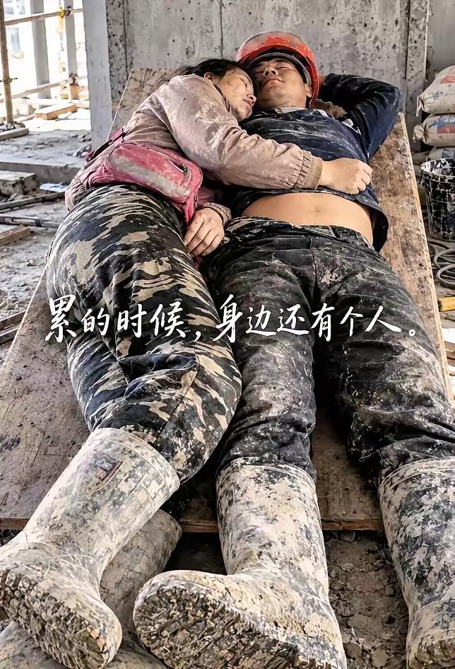 看了这幅图片，不禁令人感叹！现在的年轻人，大多只能同甘，而不能共苦。这对夫妻一同