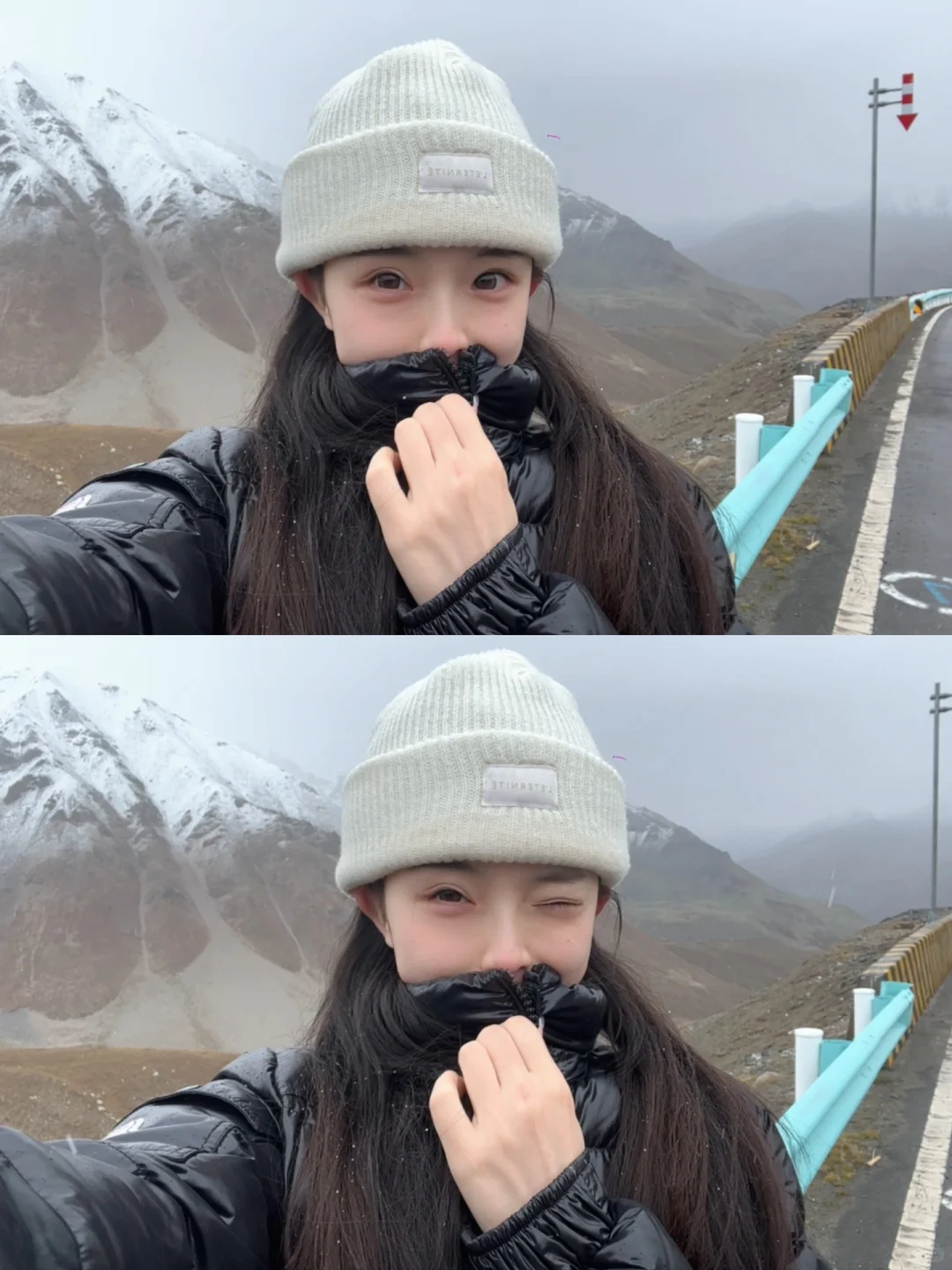 🏔️在独库公路和雪山合照～