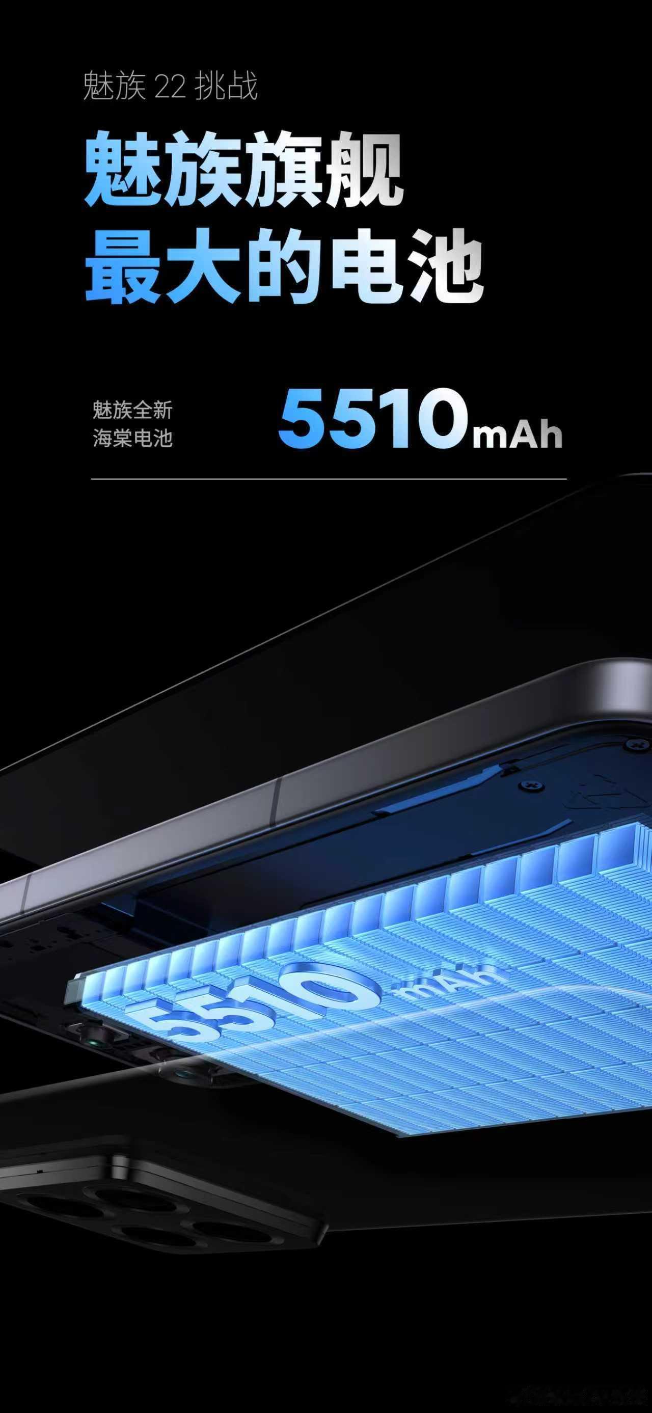除影像配置强悍外，魅族22续航一样给力！魅族全新5510mAh海棠电池，配合80
