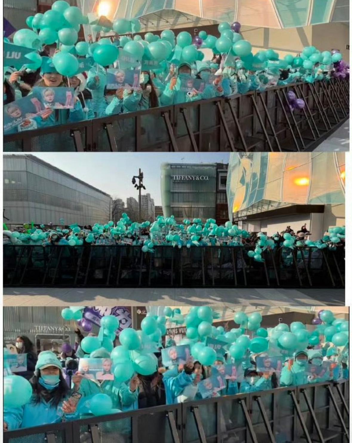 刘雨昕、邓为、李昀锐今天Dior活动线下粉丝应援对比 