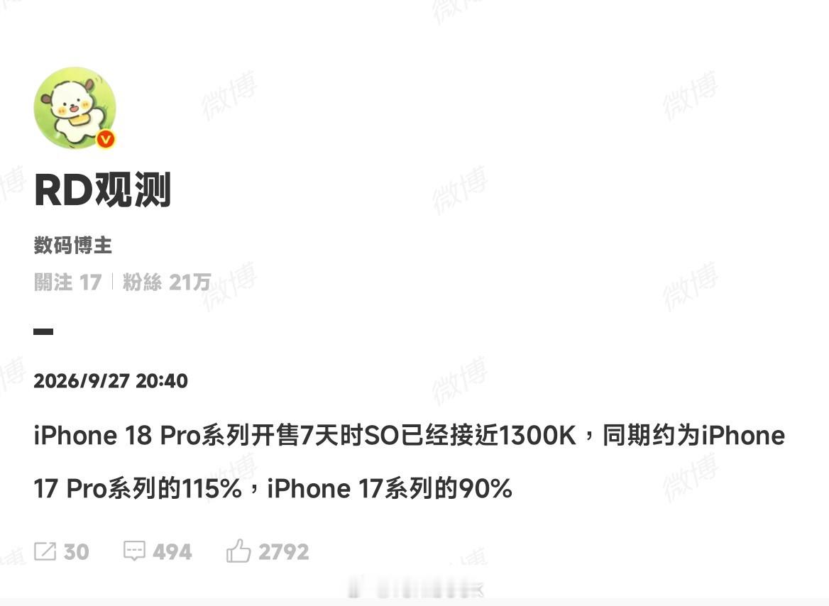 iPhone18Pro系列国内销量曝光还得是苹果，一个礼拜销量已经赶上某些安卓超