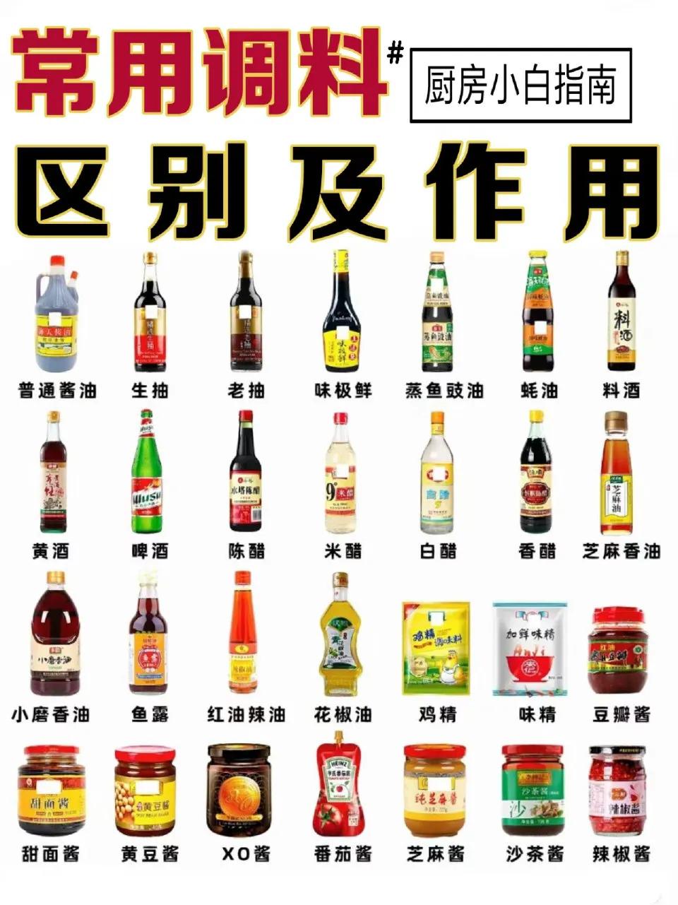 28种厨房常用调料区别及作用
厨房小白请收好[收到]