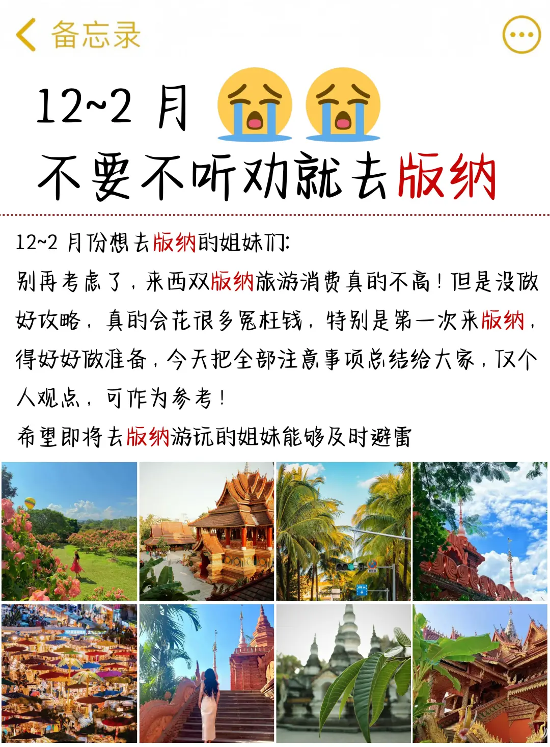 版纳旅行建议，第一次去版纳旅游的姐妹听劝