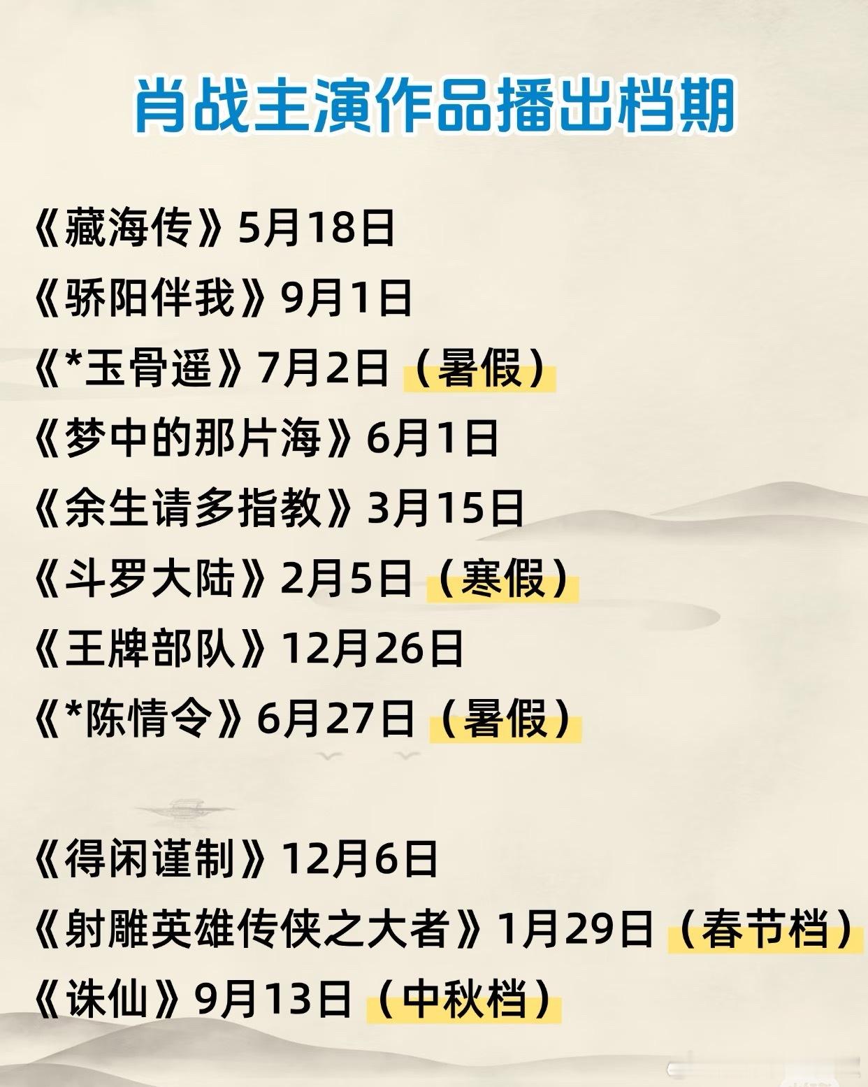 这么看，肖战真的不挑档期 