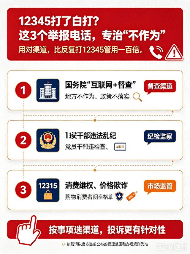 12345打了白打？这3个举报电话，专治“不作为”