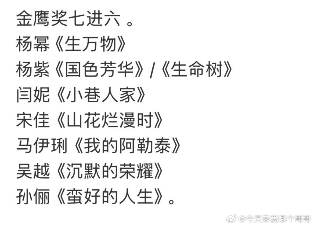 金鹰奖七进六，哪部会落选 