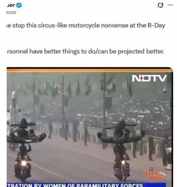 印度阅兵摩托车表演引本土吐槽，自身人难忍“马戏团式”尴尬

近日，《印度时报》记
