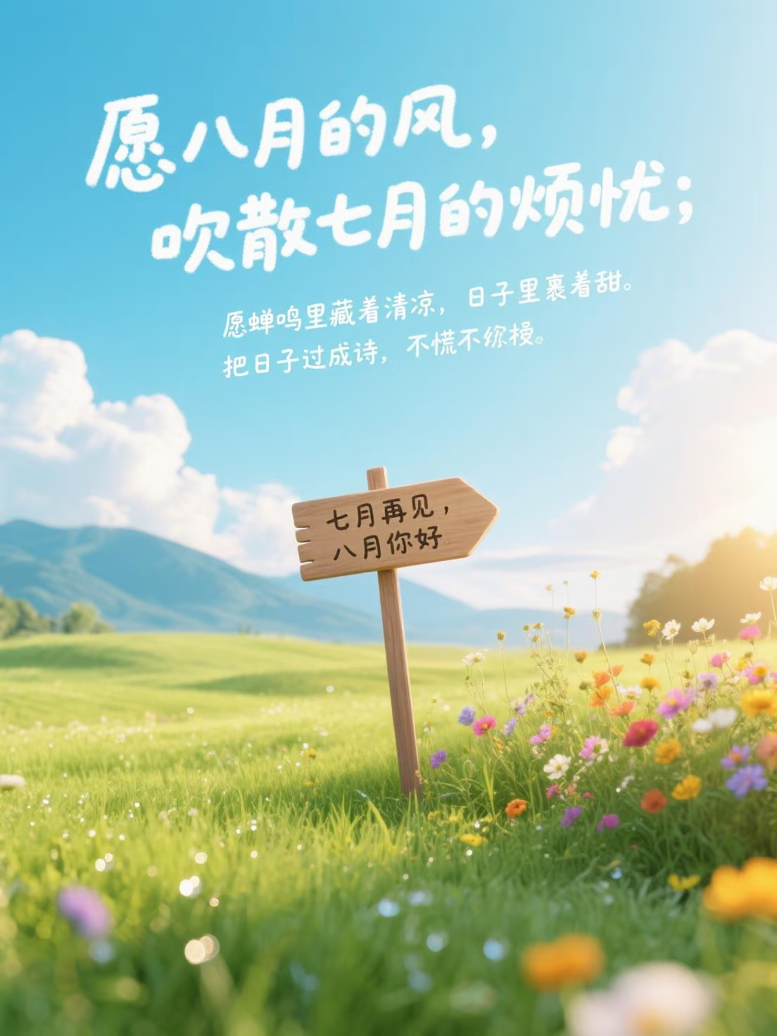八月你好 岁月悠悠！长路漫漫！好运相伴！幸福相随❤️愿新的月份，喜悦常绕心间健康