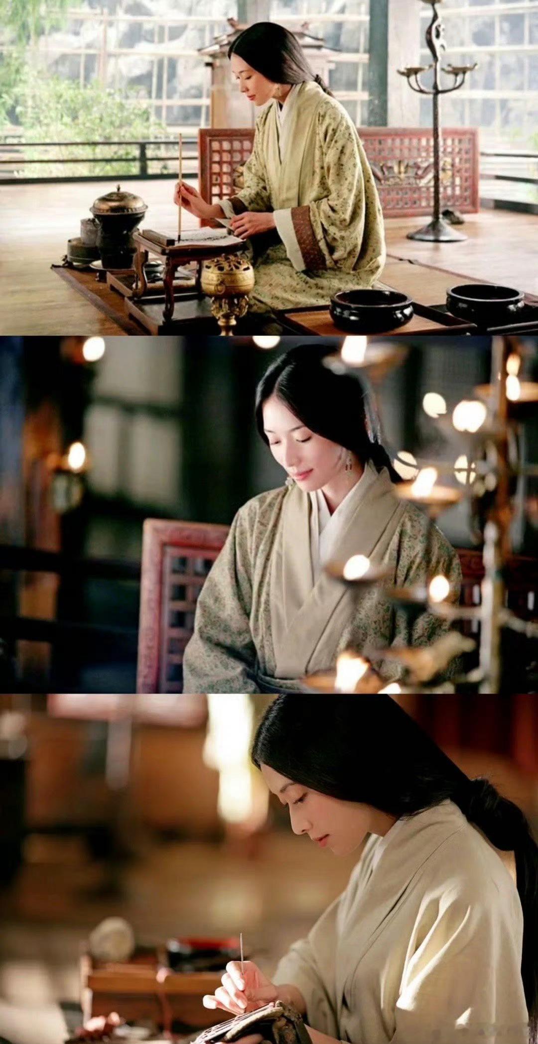 林志玲客串《玉兰花开君再来》，清装造型还是很有氛围感的！！盘发旗袍珍珠配饰，完美