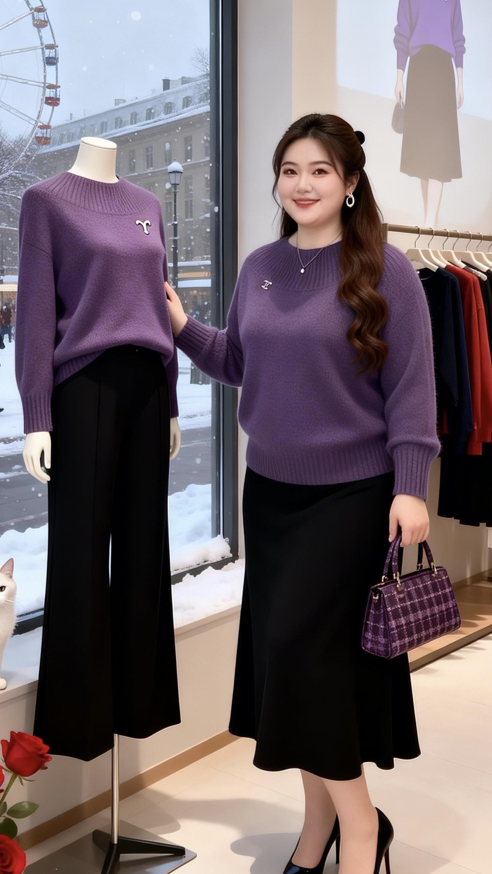 大码女装微胖女生冬日衣服测评 新年战袍我回家穿哪套冬日穿搭一周不重样针织衫