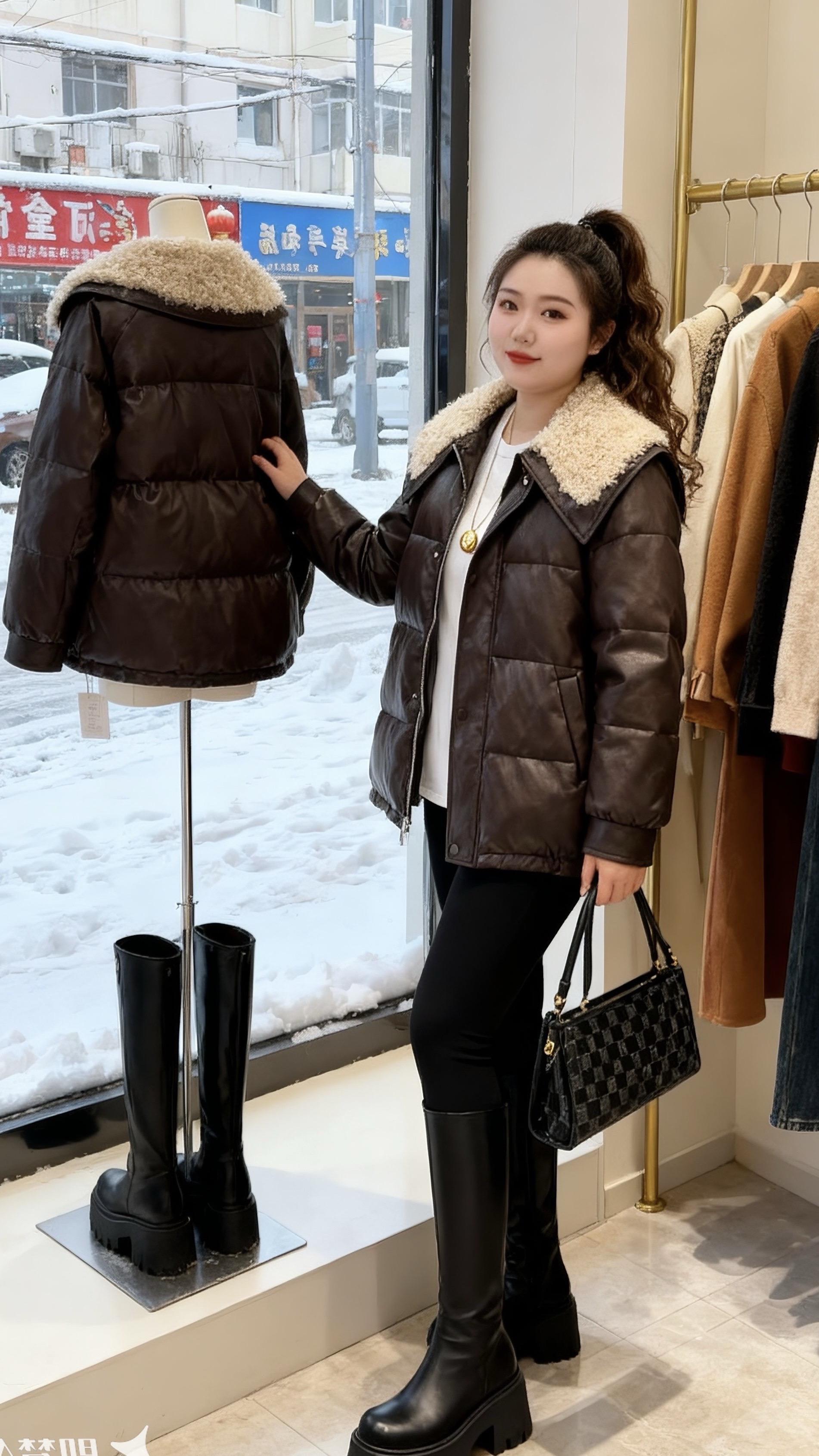 秋冬穿搭 保暖又好看一键入冬穿搭大码女装遮肉显瘦