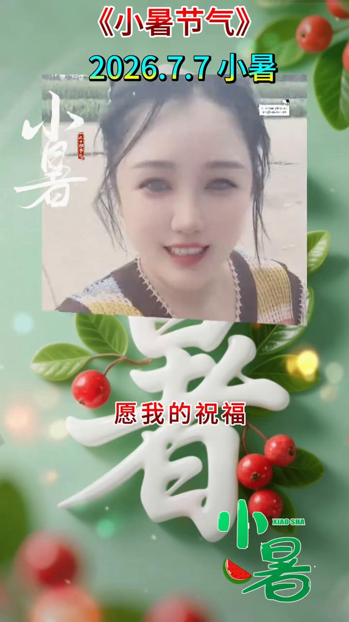 《小暑节气》，2026.7.7小暑。
7月7日迎来小暑节气，小暑至，盛夏始。愿你