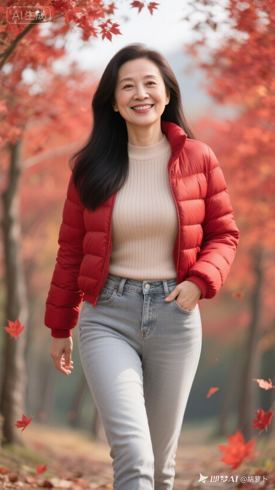 秋日漫步，温暖穿搭，微笑面对每一天！🍂😊