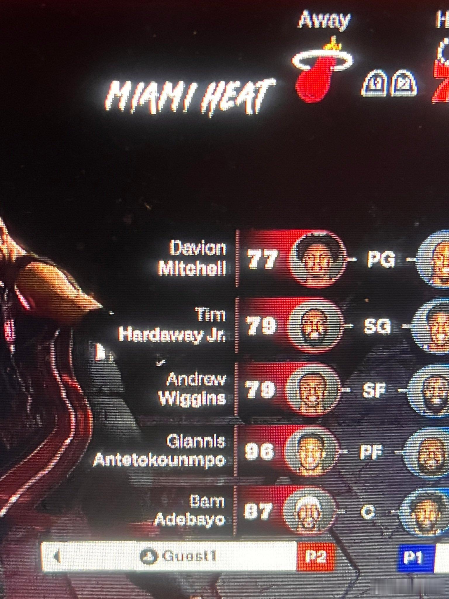 NBA 2K27热火首发五人组评分：77米切尔79小蒂姆·哈达威79安德鲁·维金