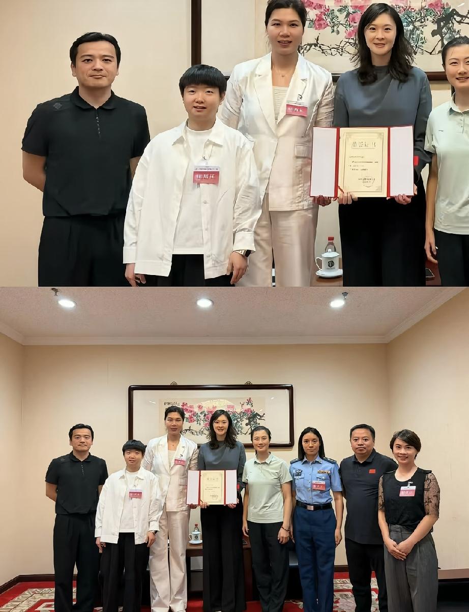 国乒的领导层，王励勤、马琳都没想到。
莎莎最新活动和丁宁在一起，去参加了全国青年