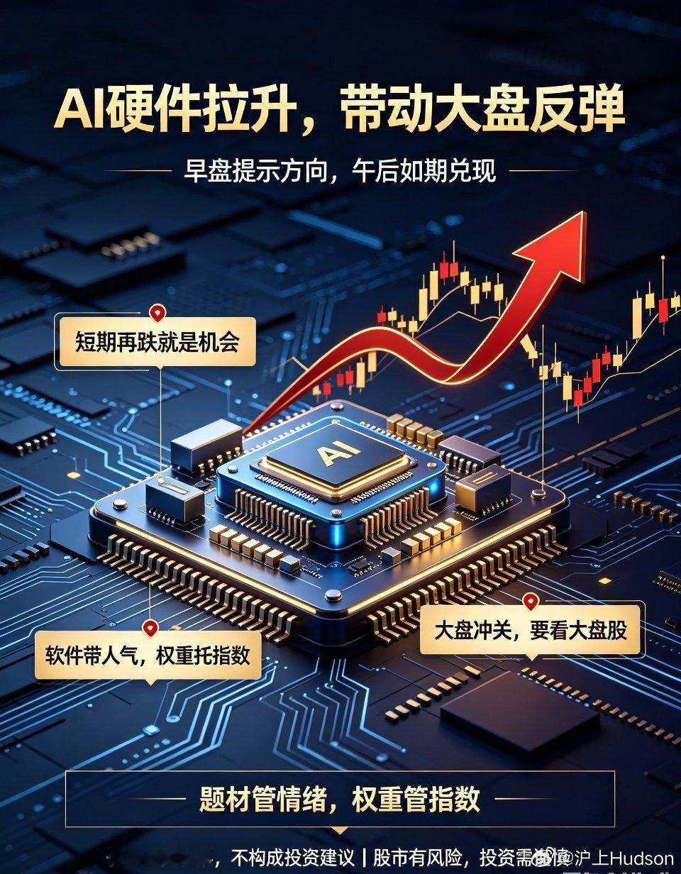 盘中复盘：AI硬件强势拉升，带动大盘开启反弹行情午后市场迎来明显回暖修复，盘面结