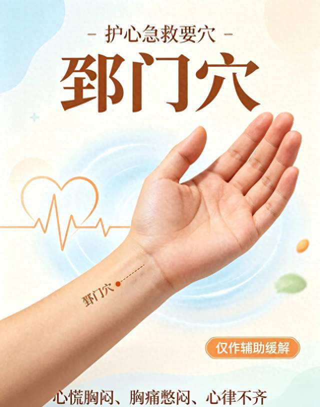 郄门穴：护心急救要穴！心慌胸闷、胸痛憋闷、心律不齐