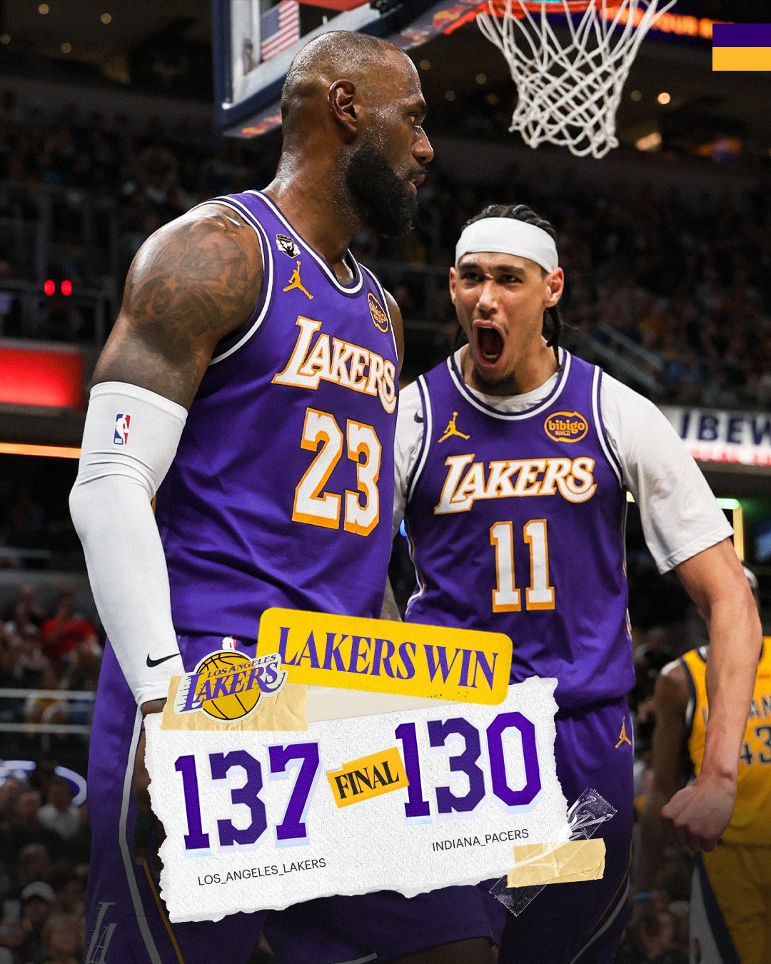 湖人击败步行者，5胜1负结束六连客，还满意不各位？湖人vs步行者