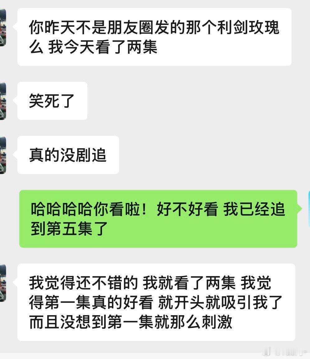 来自路人看《利剑玫瑰》真实的反馈，评价都是很不错剧情 ​​​