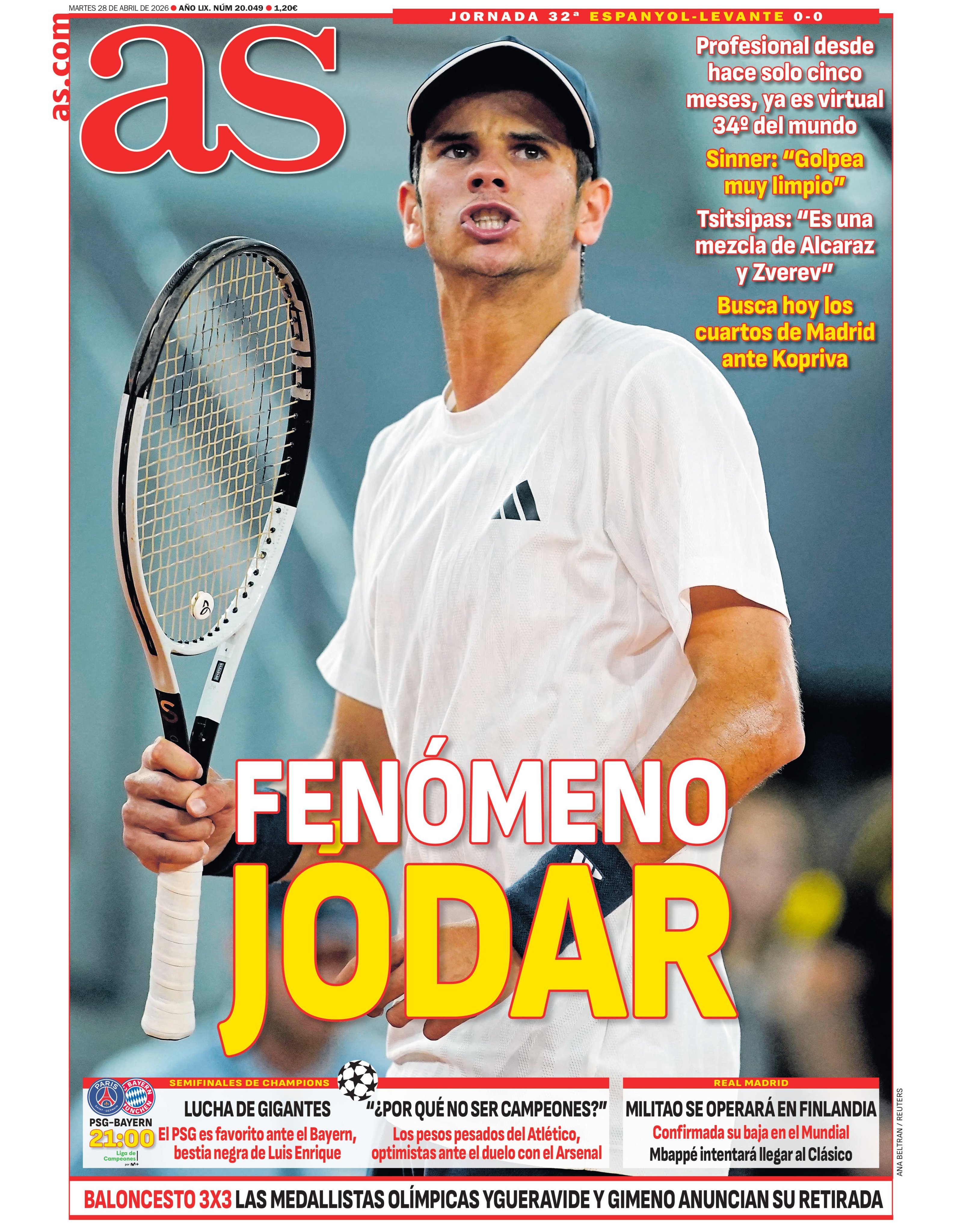 皇马 《阿斯》米利唐将在芬兰进行手术确认错过世界杯姆巴佩将尝试赶上国家德比 