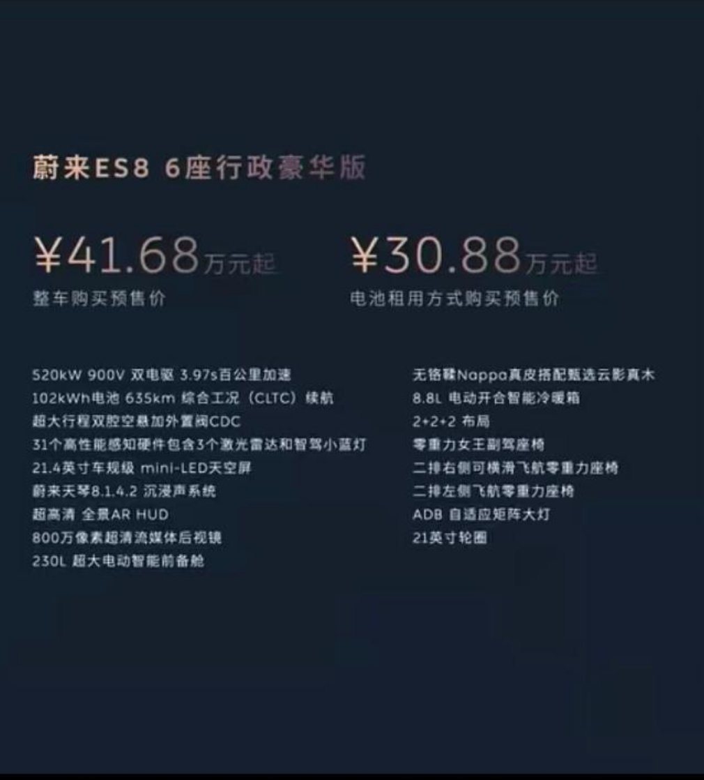 牛逼…这才是掀桌子！这价格绝对是拼了的价格，太狠了[赞][赞][赞]蔚来es8大