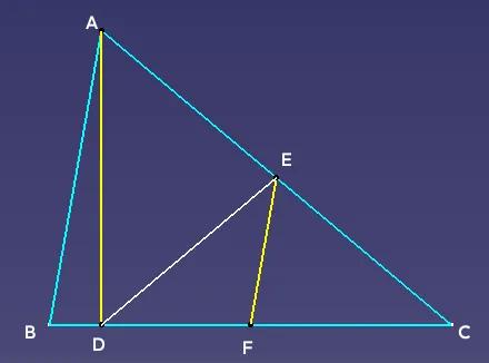 直角三角形斜边上的中线
如图，△ABC中，∠B=2∠C，AD为三角形BC边上的高