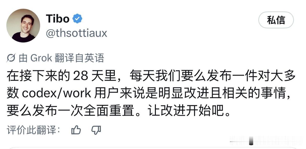 OpenAI 是真的卖力啊，28 天每天都要更新明显改进，要不就每天给用户重置，