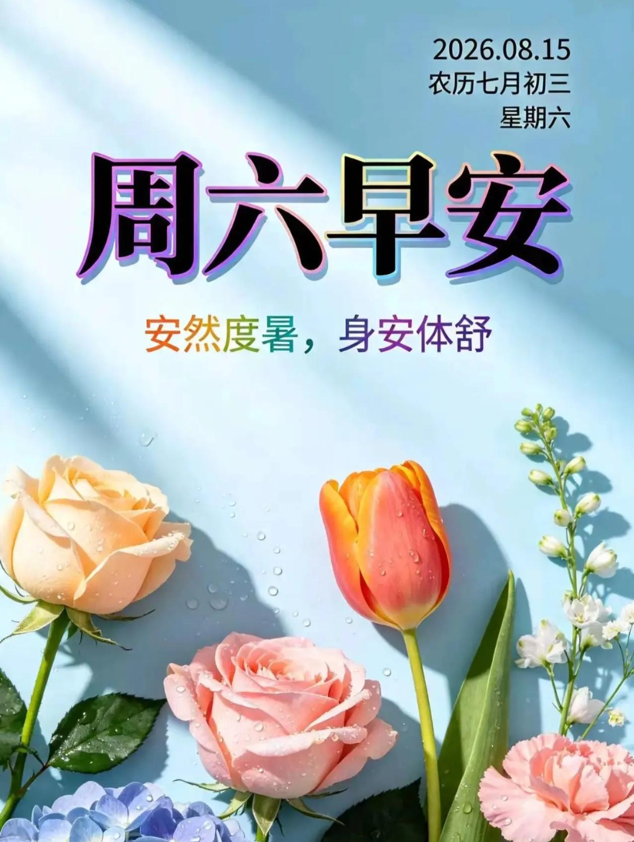 [福]2026./8月15日，心随云影静，人伴秋景欢[福]
 
[彩虹]周六早安