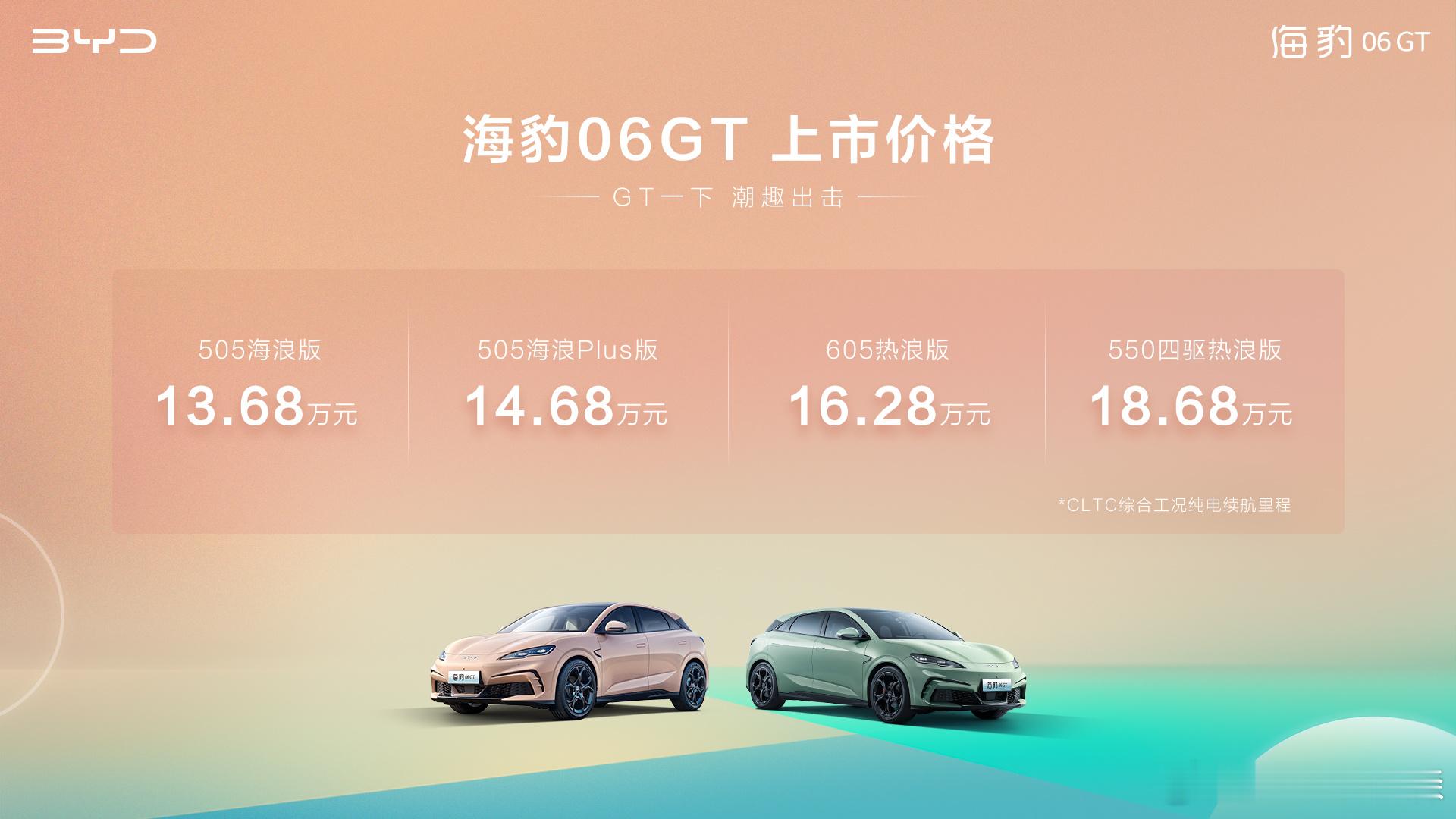 比亚迪海豹06 GT车型正式上市，e平台3.0 Evo首款纯电 GT，长宽高分别