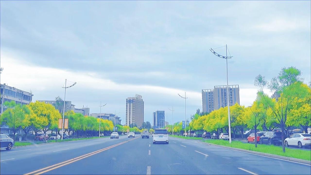 🌿走进集宁区，双向八车道的车流在红绿灯前从容减速，像勒马停驻的骏马。沿街房屋门