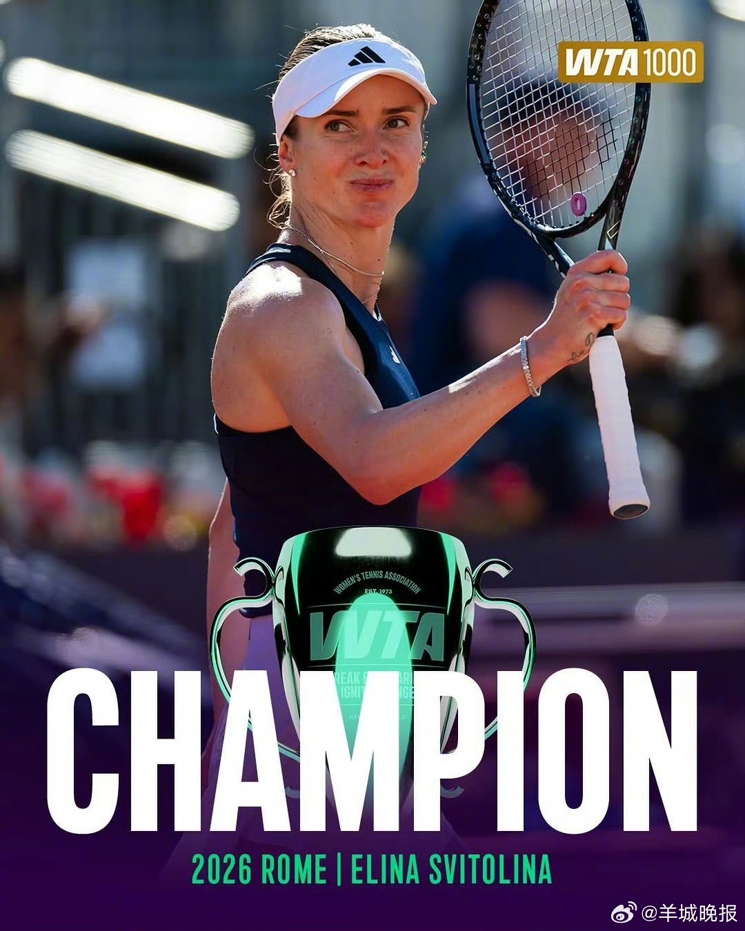 【斯维托丽娜加冕罗马三冠王】北京时间5月17日，在WTA1000罗马站决赛，7号