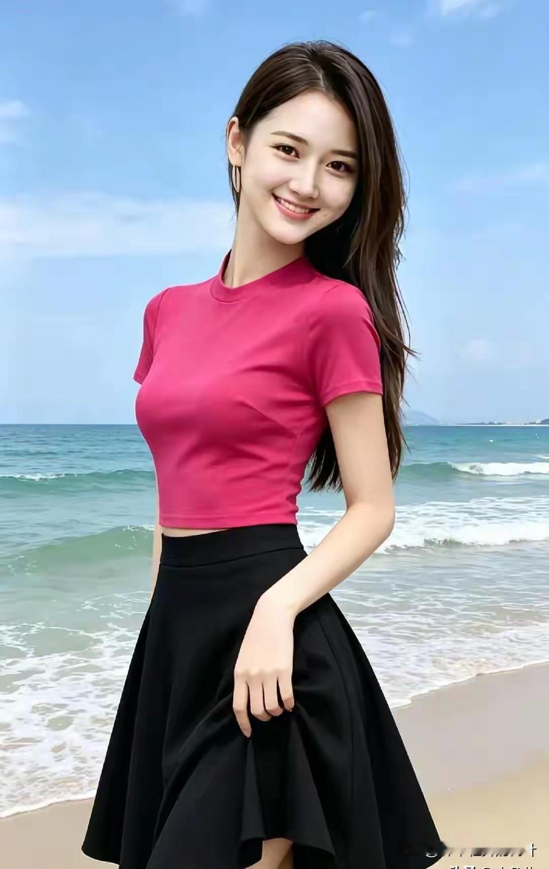 碧海蓝天映笑颜，
海风轻拂意悠然。
浮沉往事随潮去，
心向阳光自坦然。
 
中年
