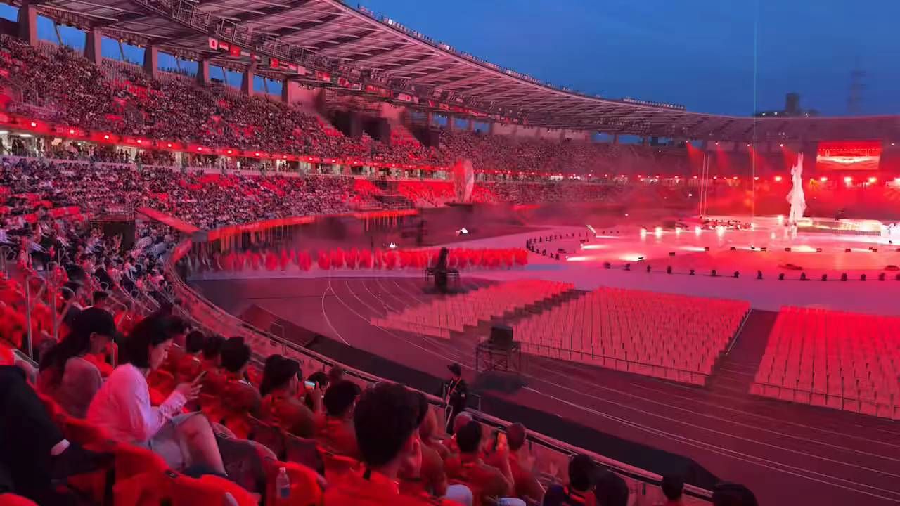 2026年9月19日 今天日本名古屋亚运会开幕式现场真的很简陋，位置也空了很多！