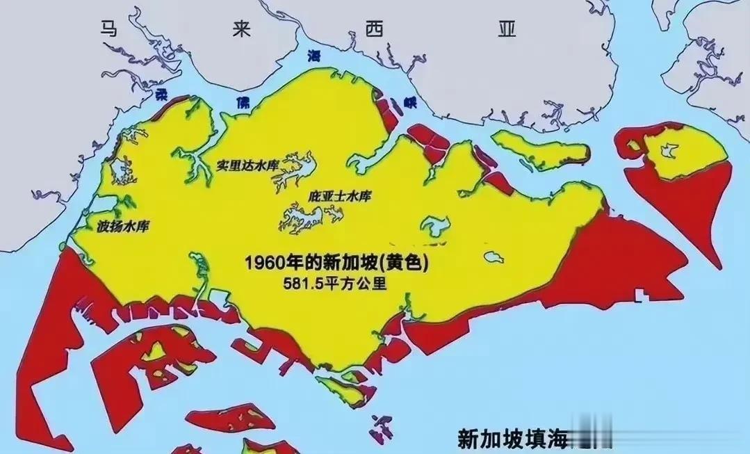 新加坡🇸🇬建国以来的领土变更，自1960年至今，新加坡已通过填海使国土面积增