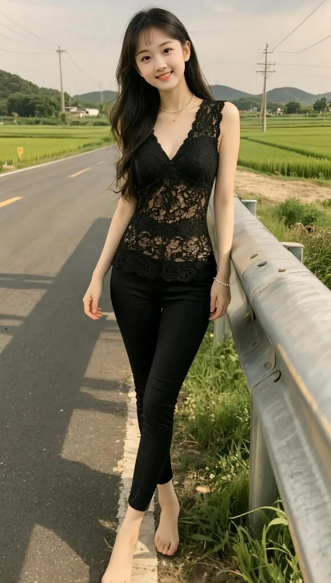 AI原生饱满少女感 ai创作 高个女生穿搭气质 乡间甜美穿搭 御姐公路大片