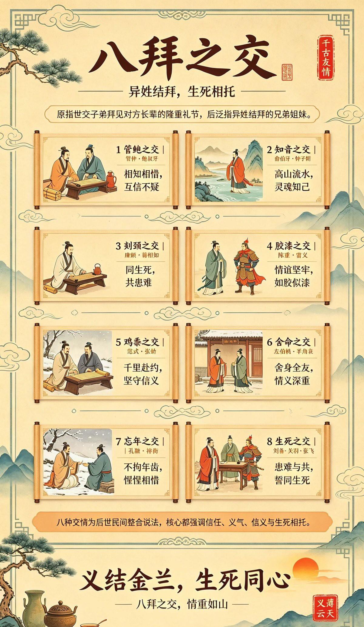 什么是八拜之交？

其实八拜绝非对着八个方向叩拜的虚礼，每一种交情都对应着一段流