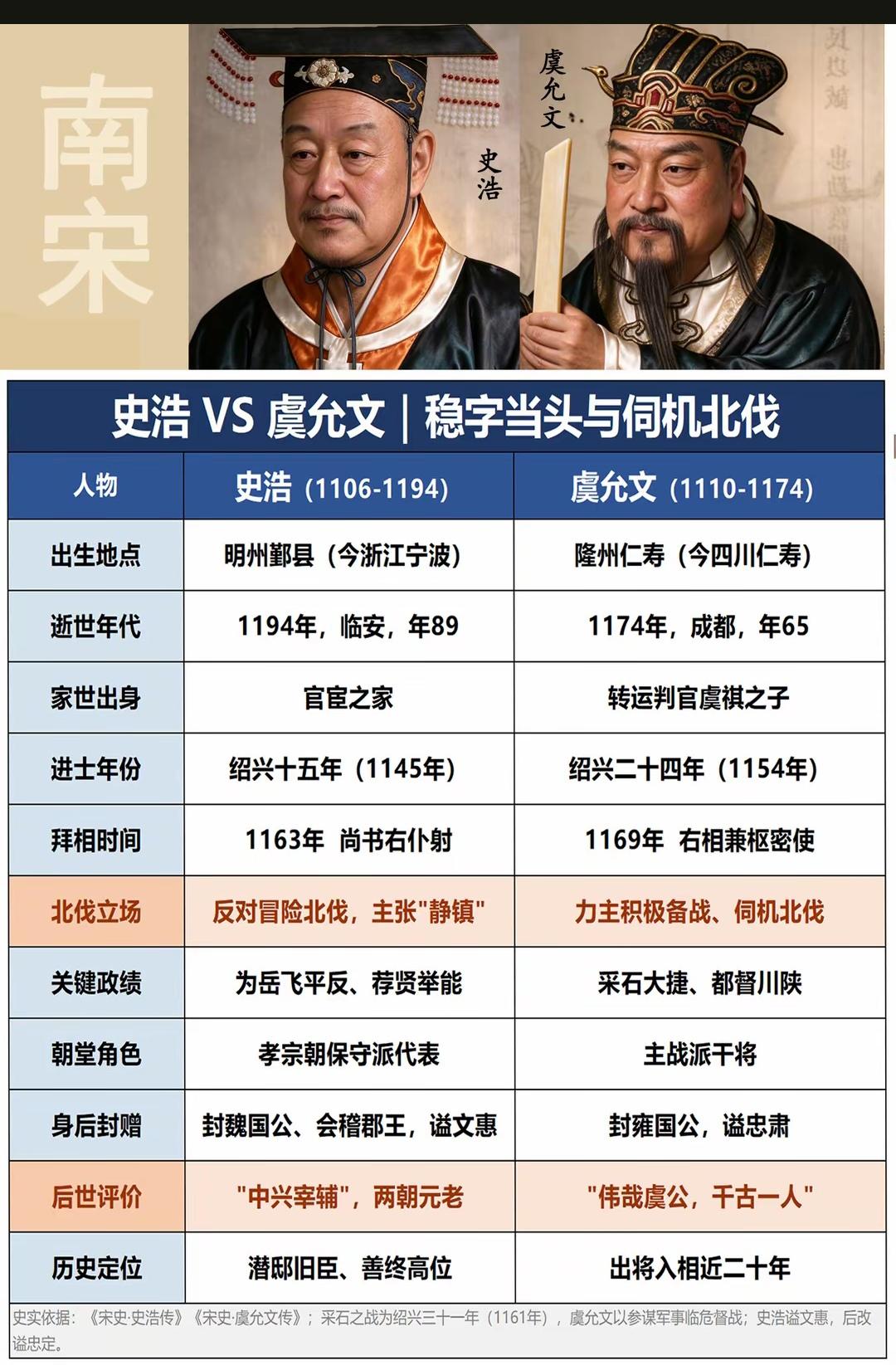 南宋最杰出的两位宰相，战略大师的巅峰力作！
1.【实战功绩差距】《宋史》：虞允文