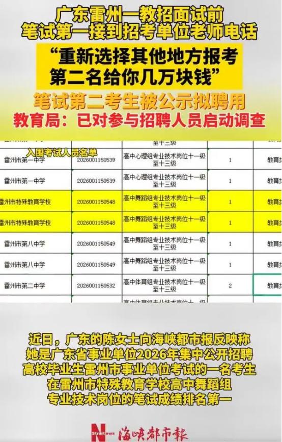 “胆子这么大吗？！”广东湛江，女子参加一事业单位招聘，笔试拿了个第一名。
 
结