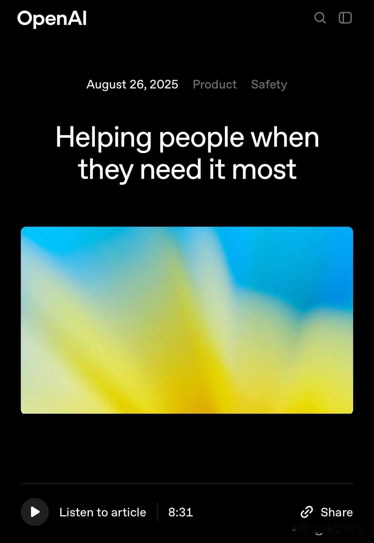 OpenAI 公布 “Helping People When They Need