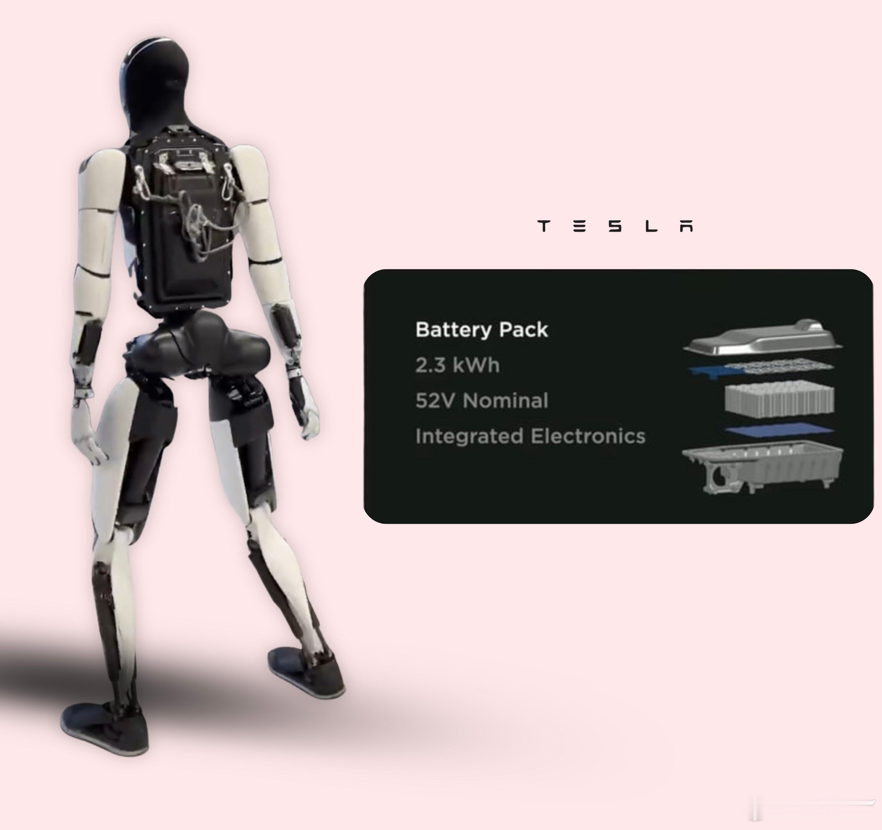 冷知识，特斯拉Optimus机器人的电池容量为2.3kWh，感觉大疆以后可以用D