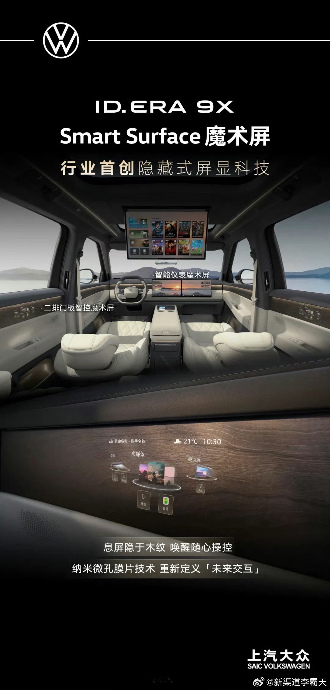 大众 ID.ERA 9X 那个木显屏幕，正式的名字叫“Smart Surface