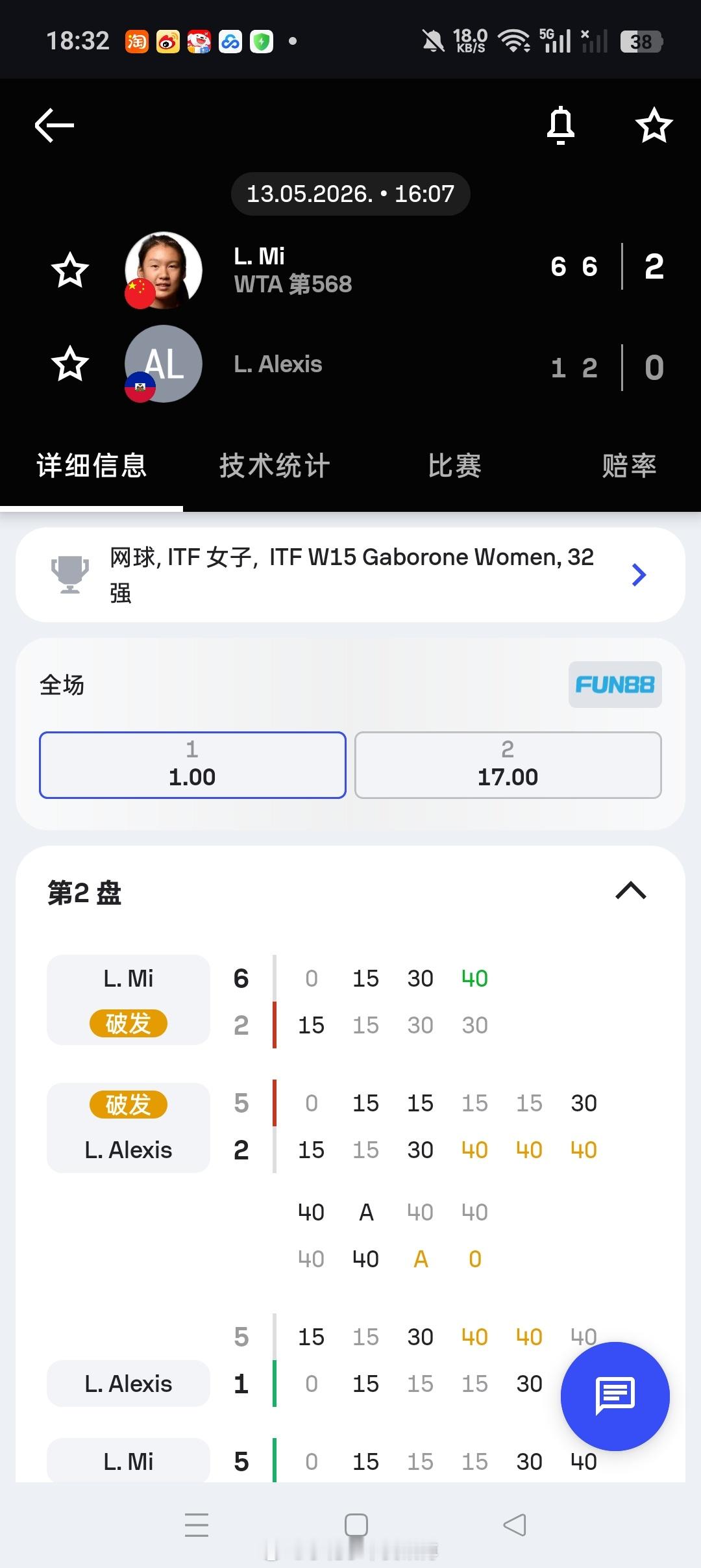 小花小草资讯  【博茨瓦纳🇧🇼W15】女单正赛第一轮🇨🇳头号种子米兰6-