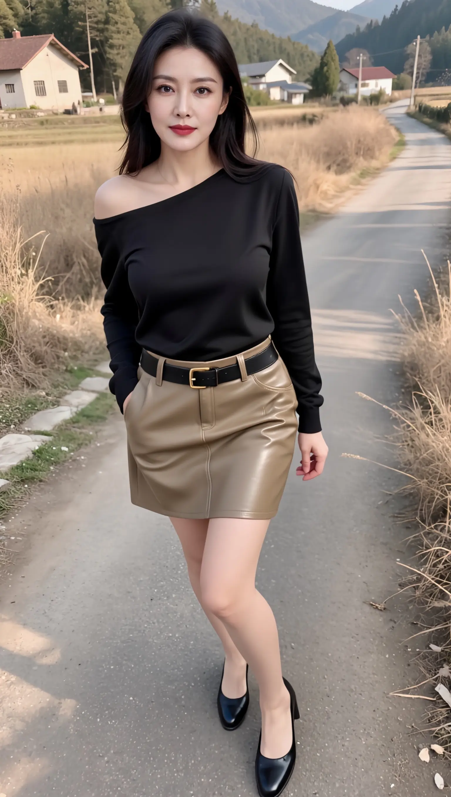 AI露肩乡村照 ai创作