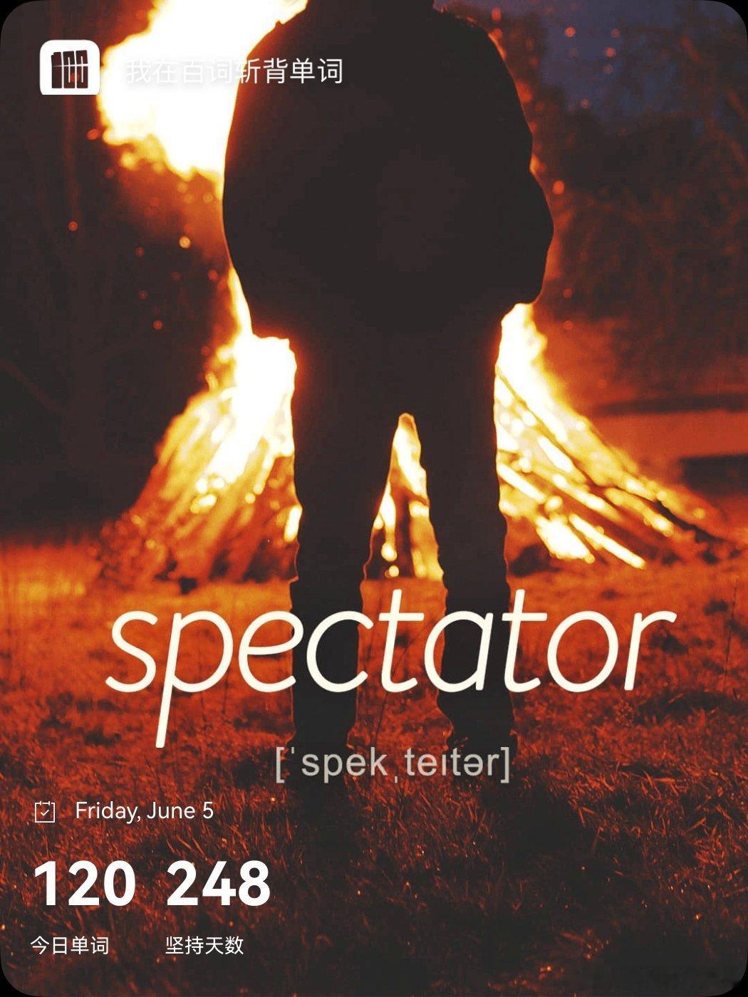 乘地铁背单词 spectator  英 /spekˈteɪtə(r)/  美 /