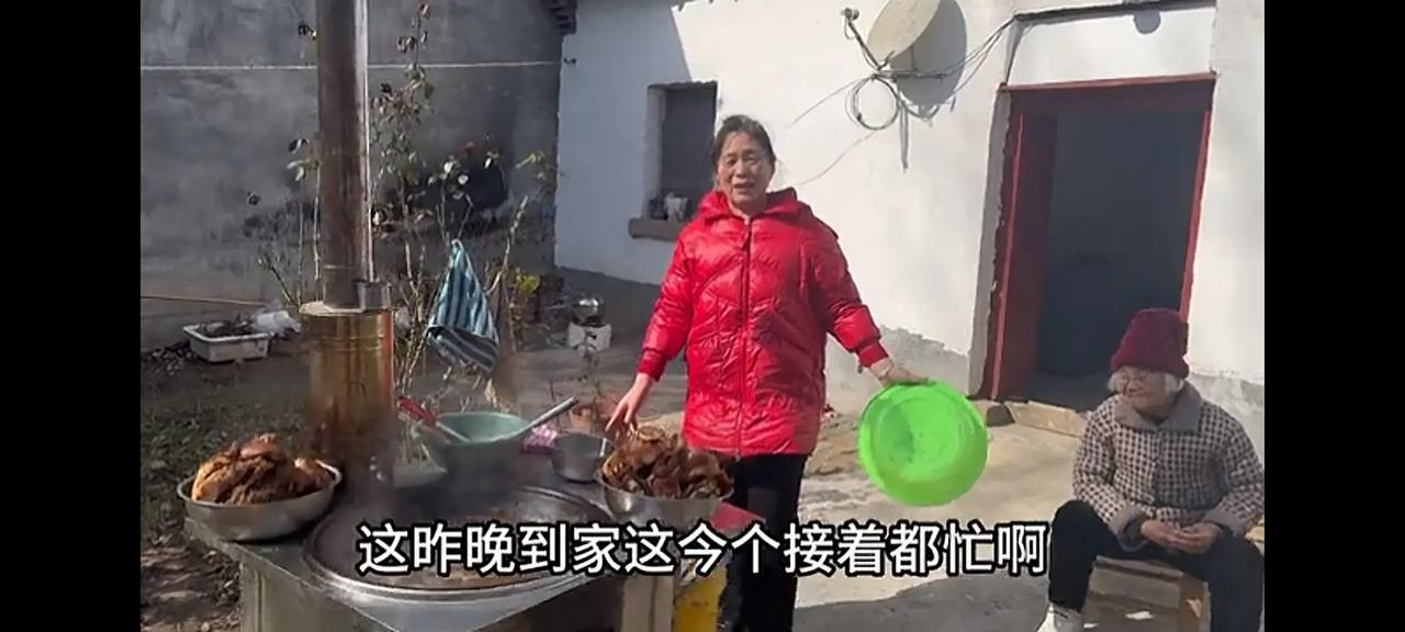 阿杜大姨回家陪老妈过年
远嫁外地的大姨回来了，跟阿杜家借了个灶台烧大锅饨李佳给的