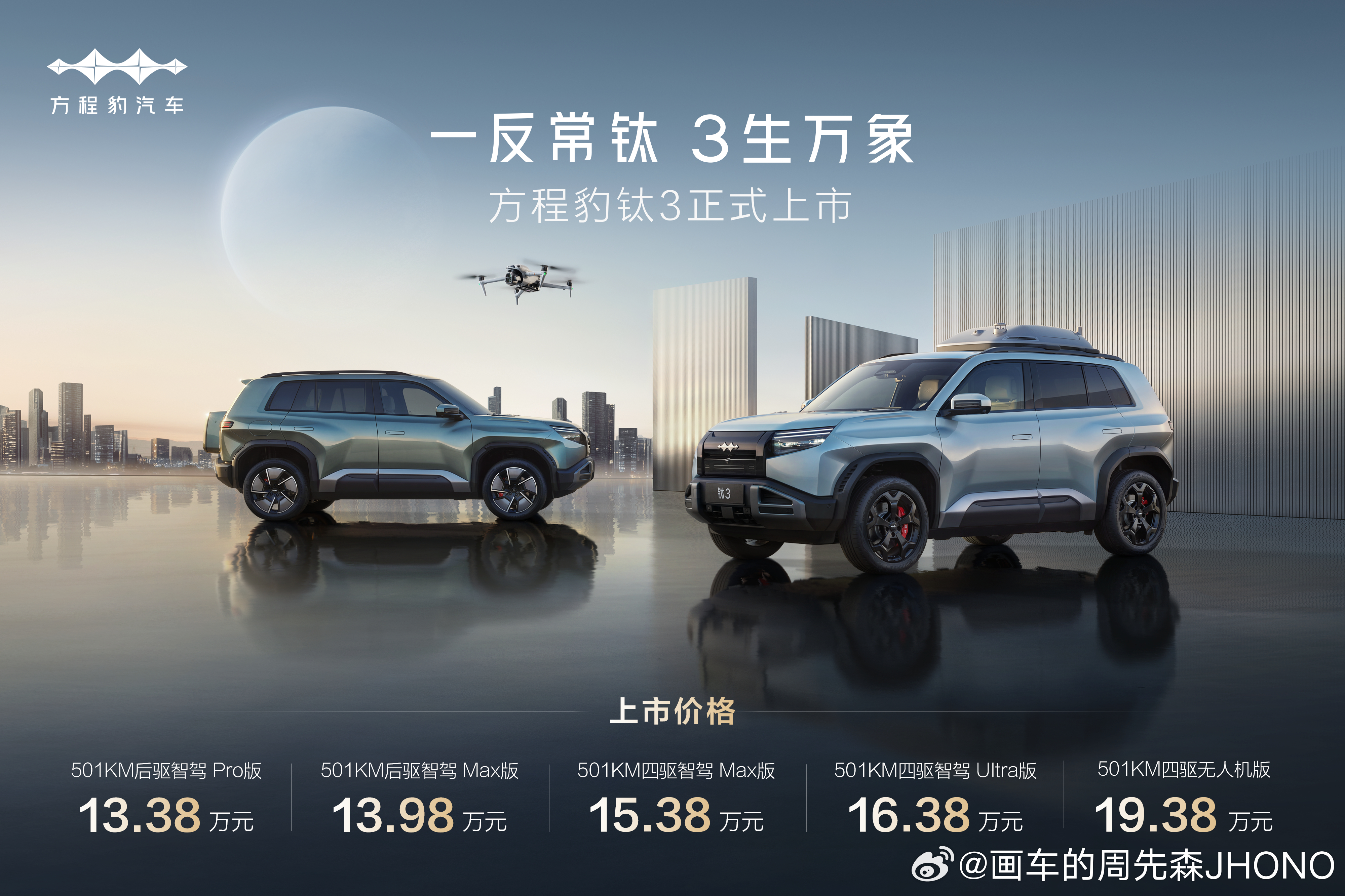 比亚迪方程豹这个品牌真的不错，前面出的两款车型都很帅，现在又推出了钛3，13. 